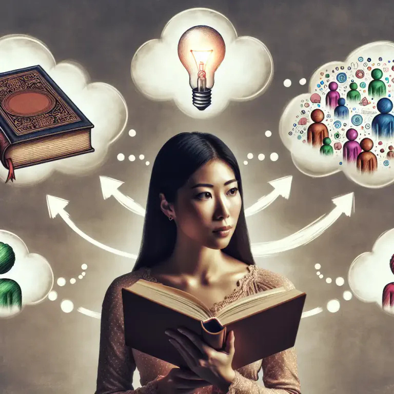 Visual representation of "contextual" - Involving or referencing the ideas or circumstances related to a specific matter in a language