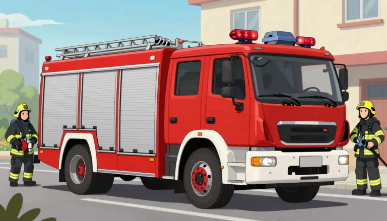 Visual representation of "firetruck" - A firetruck is a large vehicle equipped with firefighting equipment and used by firefighters to respond to emergencies.
