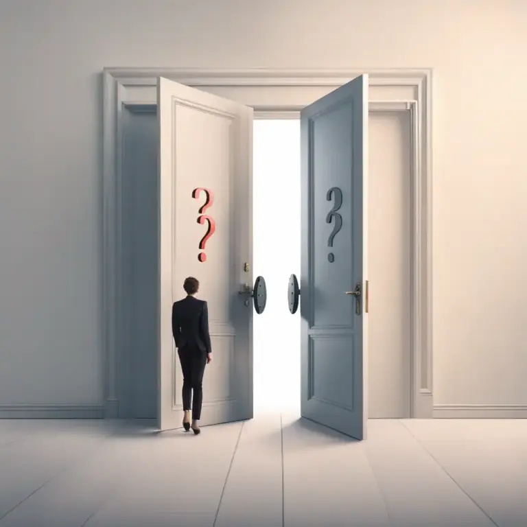 Visual representation of "come down on one side of the fence or the other" - To make a decision between two choices