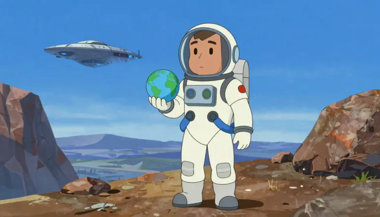 Visual representation of "terran" - A person inhabiting the Earth, particularly in contrast to beings from other planets.