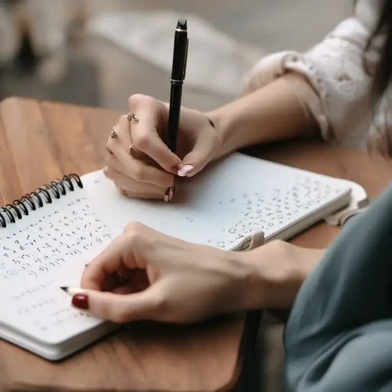 Visual representation of "take down" - To write or record something