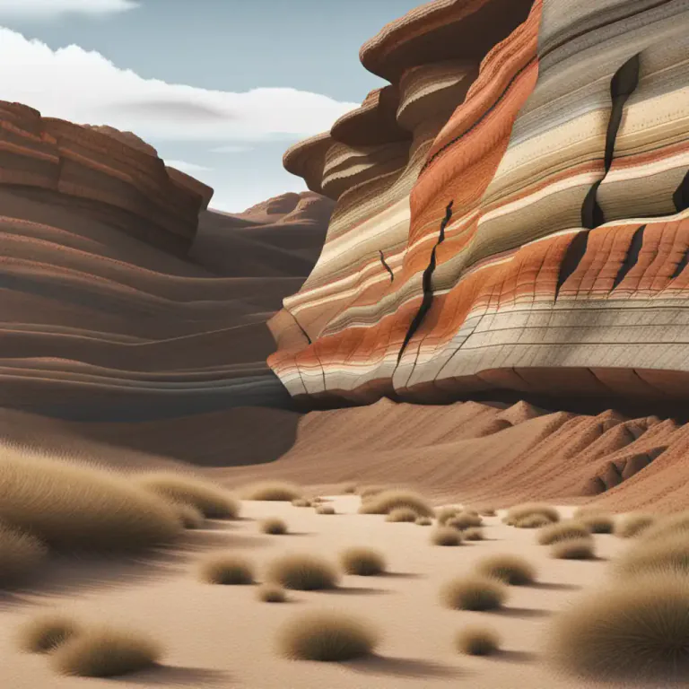 Visual representation of "bedding" - The material or arrangement where a geological stratum or rock layer rests.