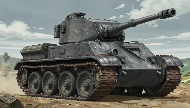 Visual representation of "panzer" - A heavily armored tank used in warfare, particularly by the German forces during World War II.