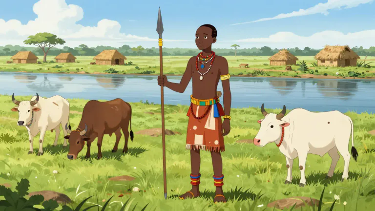 Visual representation of "nuer" - A member of a Nilotic ethnic group inhabiting the Nile basin in South Sudan.