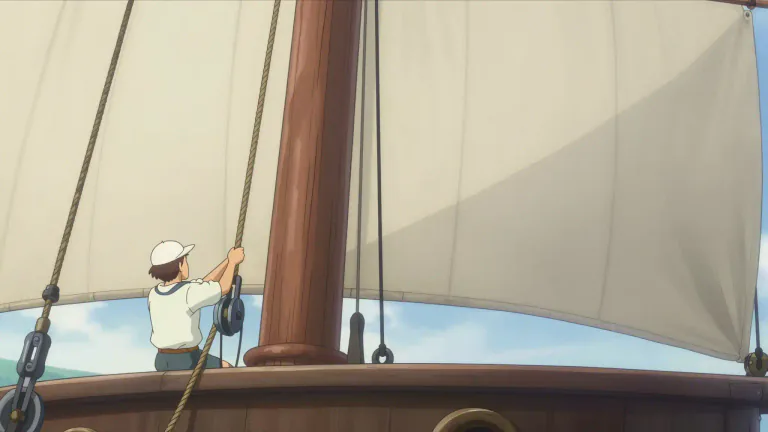 Visual representation of "halyard" - A rope used for raising and lowering sails, flags or a yard on a ship.