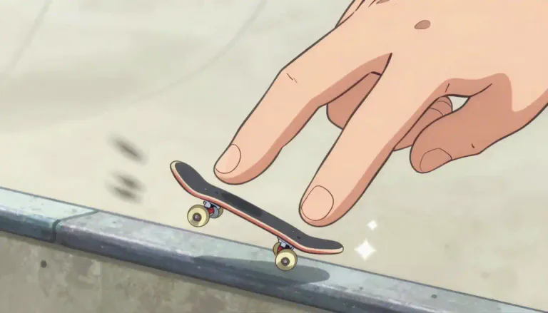 Visual representation of "fingerboard" - A miniature skateboard designed for use with fingers, usually involving trick maneuvers.