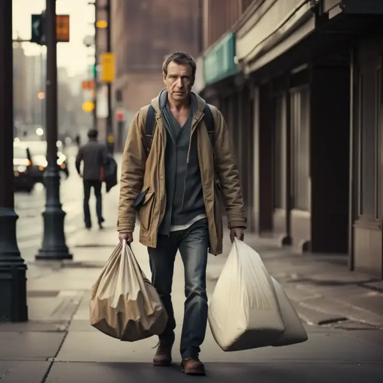 Visual representation of "on/walking the streets" - To be homeless or without a place to live