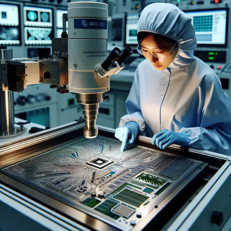 Visual representation of "lithography" - A method in microfabrication to pattern parts of a thin film or the bulk of a substrate. It uses light to transfer a geometric pattern from a photomask to a light-sensitive chemical photoresist on the substrate.