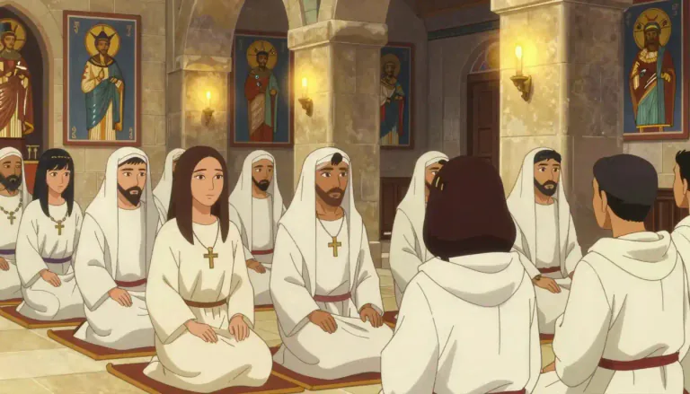 Visual representation of "coptic" - Relating to the Copts, a Christian community in Egypt.