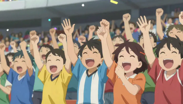 Visual representation of "rah" - A cheer of excitement or enthusiasm, often used in sports or competitive events.