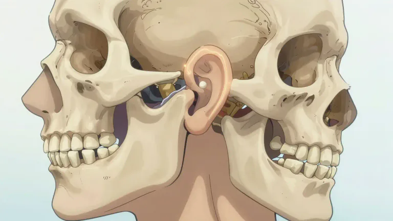 Visual representation of "temporomandibular" - Referring to the joint that connects the jaw to the skull, which is responsible for moving the jaw.