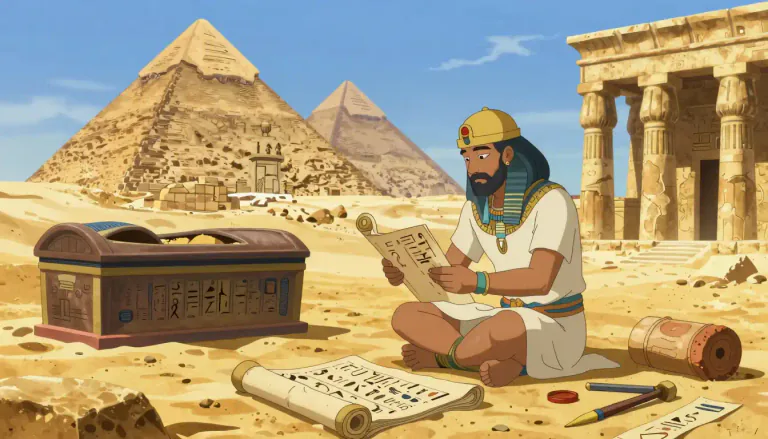 Visual representation of "egyptology" - The study of the language, history, and civilization of ancient Egypt.
