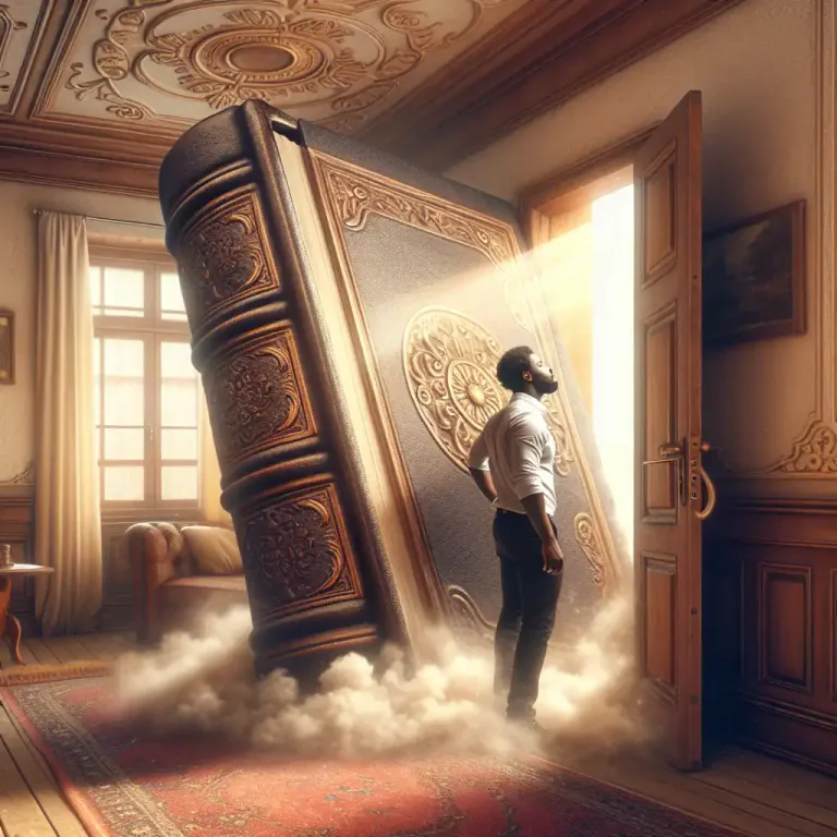 Visual representation of "doorstop" - A large book, often used humorously to suggest that the book is only good for holding open doors due to its size or lack of value