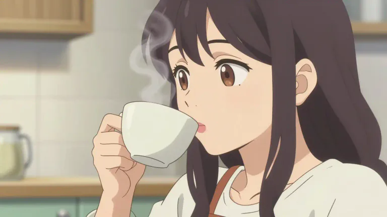 Visual representation of "sup" - to take a small amount of food or drink into your mouth