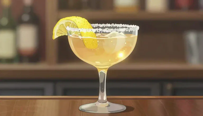 Visual representation of "sidecar" - A cocktail made from brandy, lemon juice, and orange liqueur.