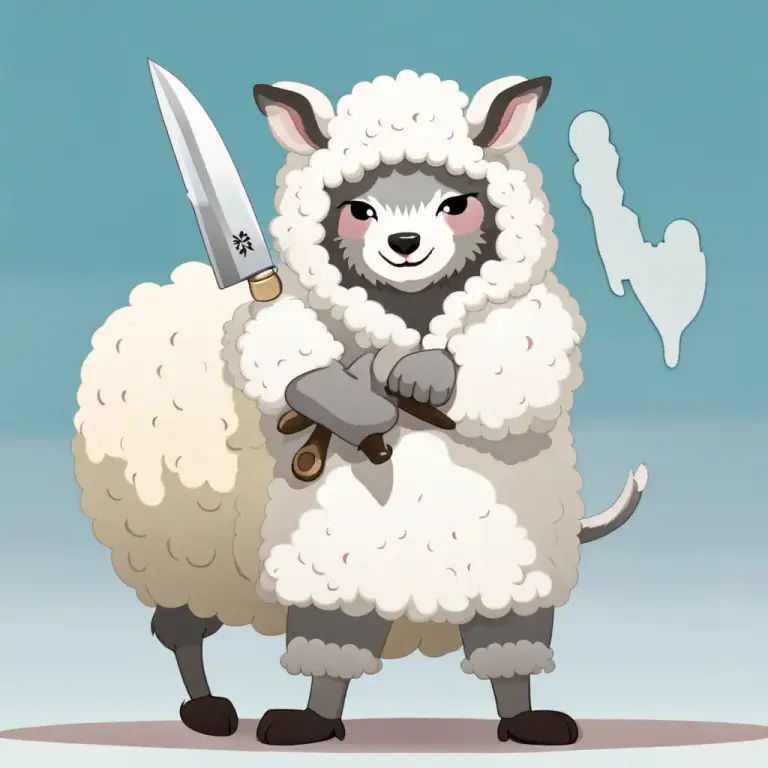 Visual representation of "a wolf in sheep’s clothing" - Someone who appears friendly or harmless but is really harmful