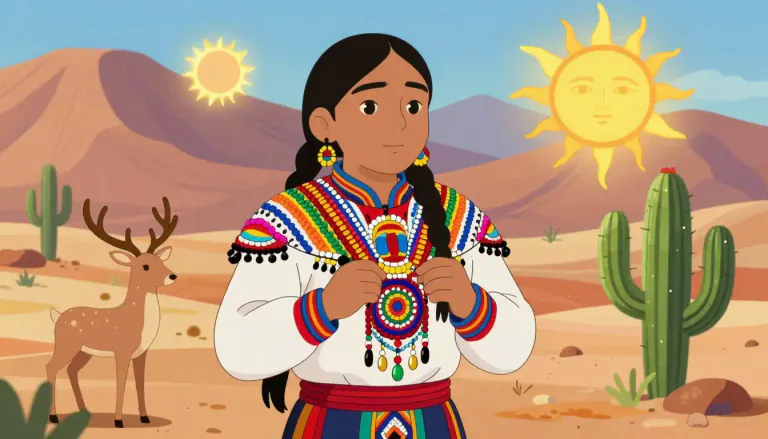 Visual representation of "huichol" - A member of a native indigenous group in Mexico known for their rich cultural traditions and spiritual practices.