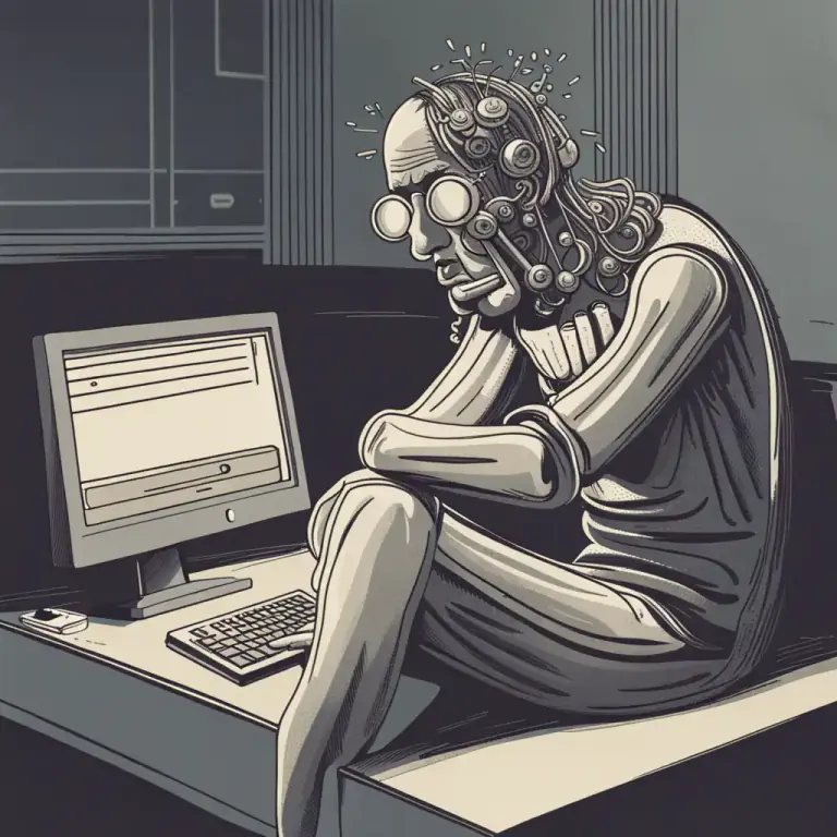 Visual representation of "have a mind of your own" - Used humorously to say that a machine or object is not working correctly or as you want it to