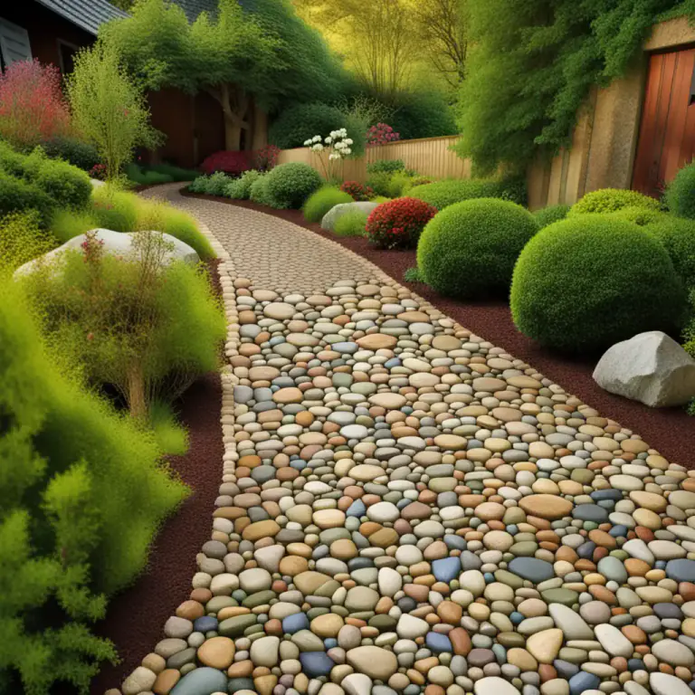 Visual representation of "pebble" - To cover a surface with small stones.