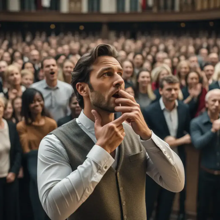 Visual representation of "clear your throat" - To make a small cough to get someone's attention or to prepare before you speak