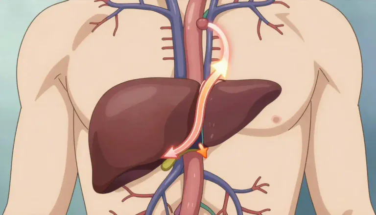 Visual representation of "portosystemic" - Pertaining to or denoting a portosystemic shunt, which is an abnormal connection between the portal vein and the systemic venous circulation.