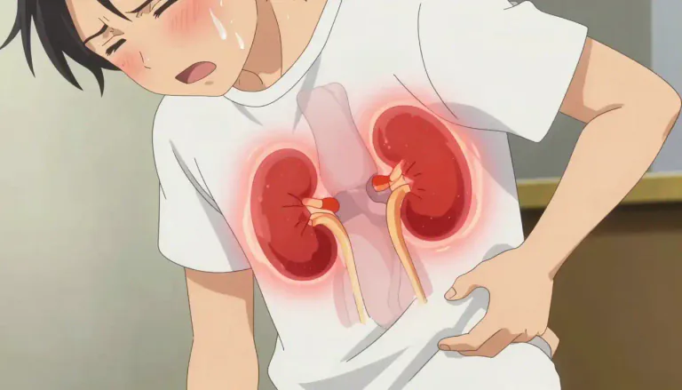 Visual representation of "pyelonephritis" - Pyelonephritis is a type of kidney infection that can cause pain and fever, requiring medical attention.