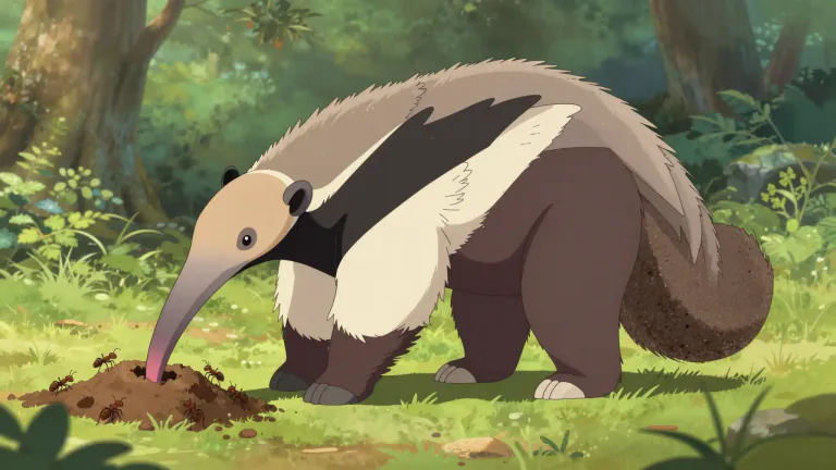 Visual representation of "anteater" - A large mammal known for its long snout, which it uses to eat ants and termites.