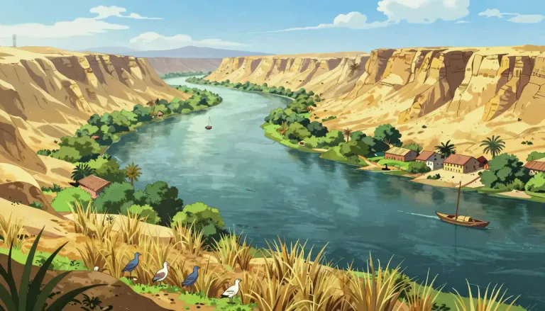 Visual representation of "nilotic" - Relating to the Nile River, especially regarding its geography, ecology, or the cultures of regions it flows through.