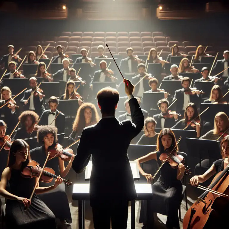 Visual representation of "conduct" - The act of leading an orchestra or choir.