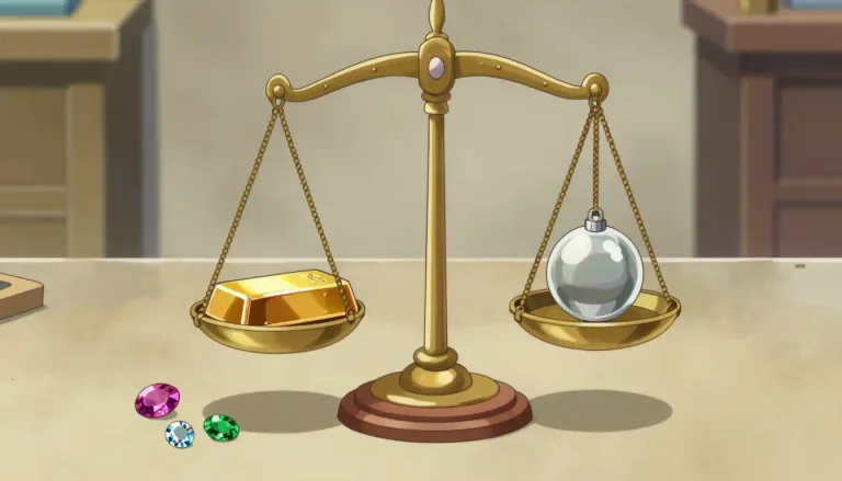 Visual representation of "troy" - A system of weights used for precious metals and gemstones.