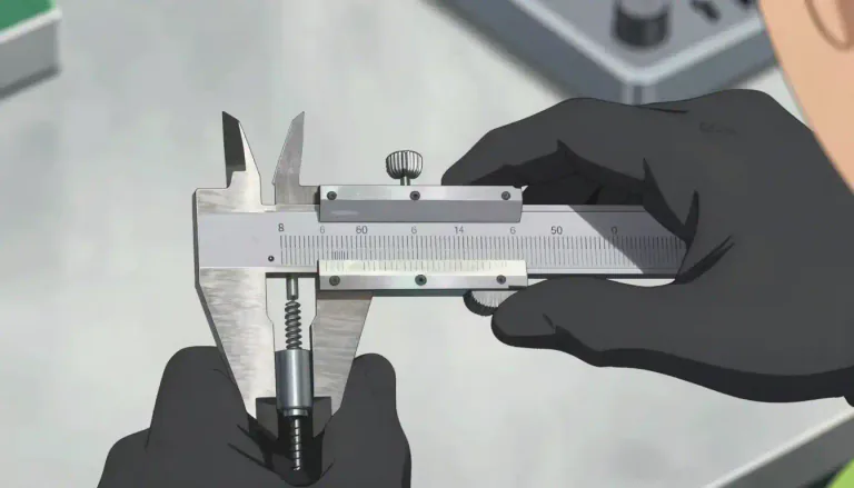 Visual representation of "micrometer" - A tool used to measure very small sizes, like thickness or diameter, with extreme accuracy
