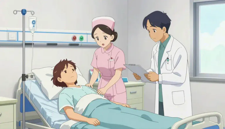Visual representation of "hospitalisation" - The act of receiving medical treatment in a hospital.