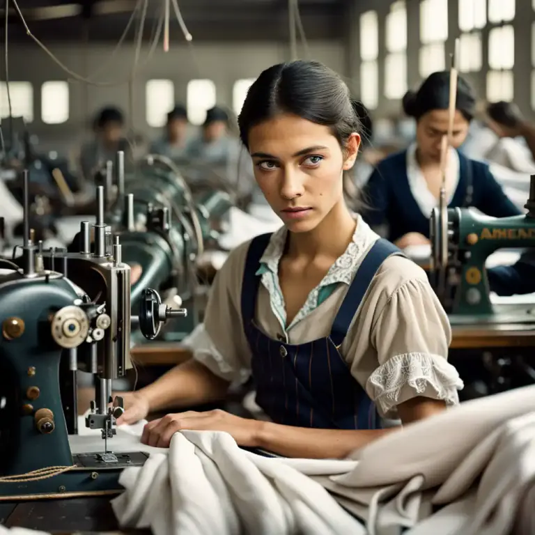 Visual representation of "workhouse" - A place where certain types of products, such as cloth or pottery, were made by the people who lived there.