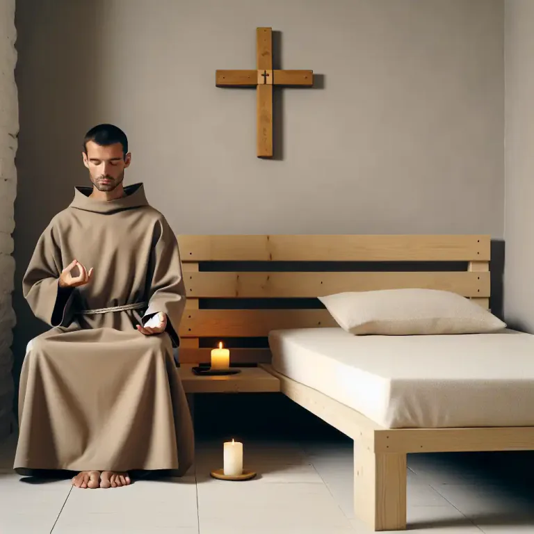 Visual representation of "monastic" - Simple, plain and away from worldly pleasures, like a monk might live.