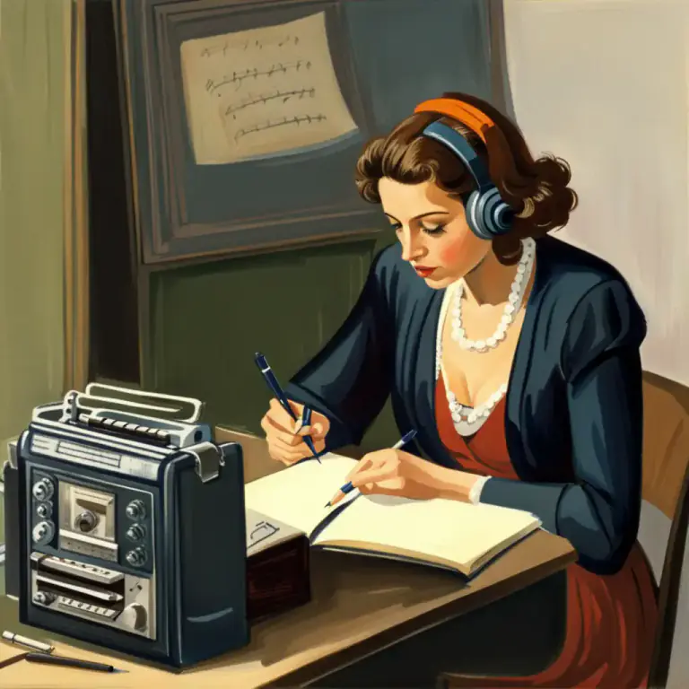 Visual representation of "transcribe" - To convert spoken language into written form, especially in a different language
