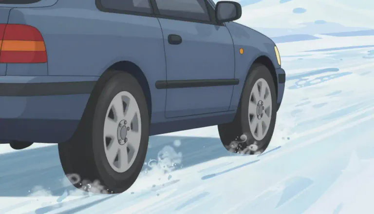 Visual representation of "wheelspin" - The action of a vehicle's wheels turning without gaining traction, often resulting in no movement.