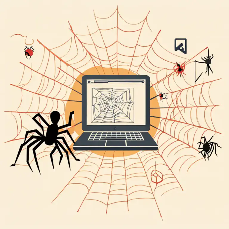 Visual representation of "crawl" - To search the internet using a web crawler