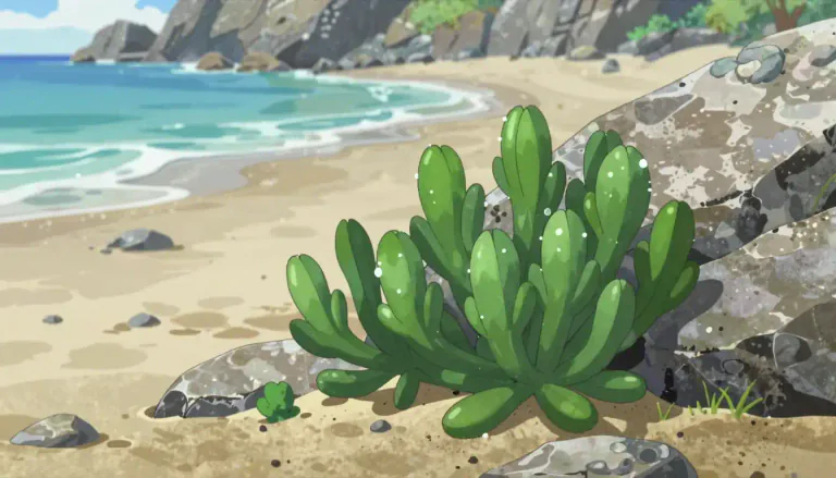 Visual representation of "samphire" - A plant that grows near the sea and has fleshy leaves, often used in cooking.