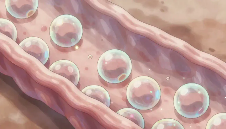 Visual representation of "vesicular" - Related to or resembling vesicles, which are small fluid-filled sacs in biological cells, or small cavities in rocks.