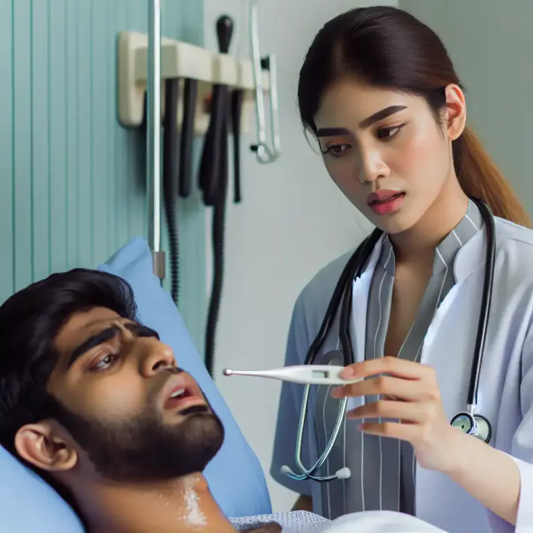 Visual representation of "fevered" - Having or showing the symptoms of a fever