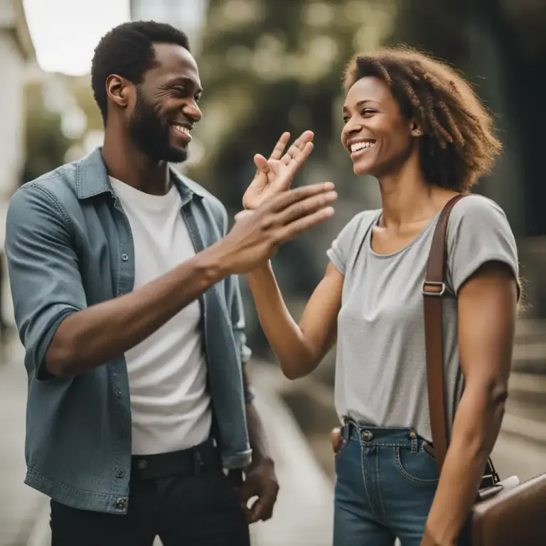 Visual representation of "don’t mention it" - A reply to someone who has thanked you, meaning that you were pleased to help and it was not a problem.