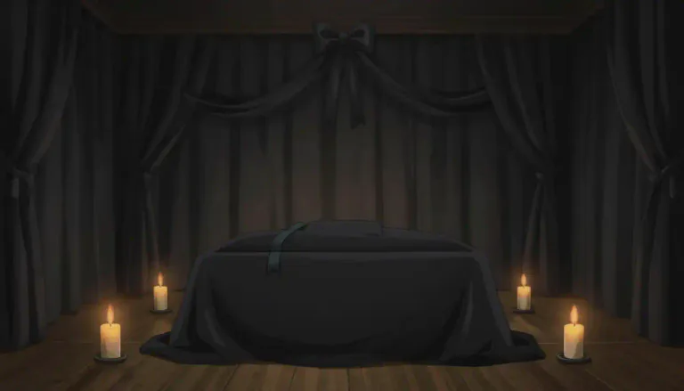 Visual representation of "funereal" - Related to or suitable for a funeral, very sad or sorrowful
