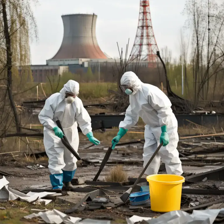Visual representation of "liquidator" - In the context of the Chernobyl disaster, a liquidator is a person who was involved in recovery activities, such as cleanup and containment.