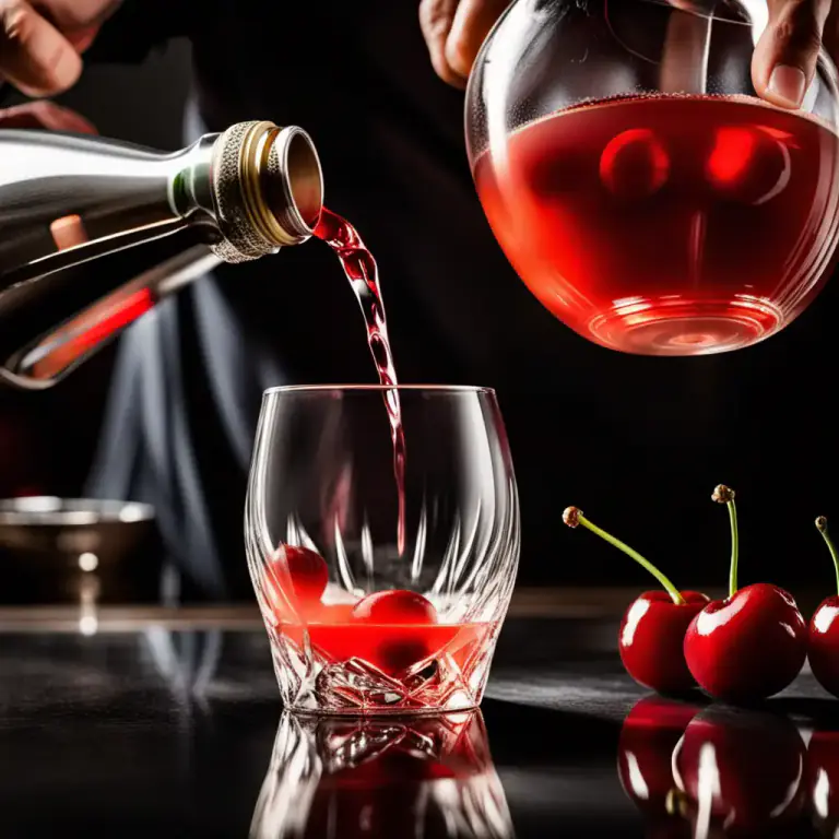 Visual representation of "maraschino" - A liqueur made from Marasca cherries and used in many cocktails.