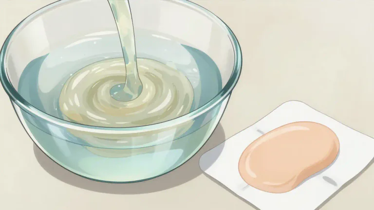 Visual representation of "hydrocolloid" - A type of substance that forms a gel when mixed with water, often used in food and medical products.