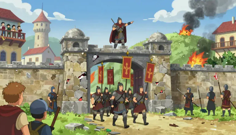 Visual representation of "conquest" - An act of taking control over a country, region, or place by using force or military power.