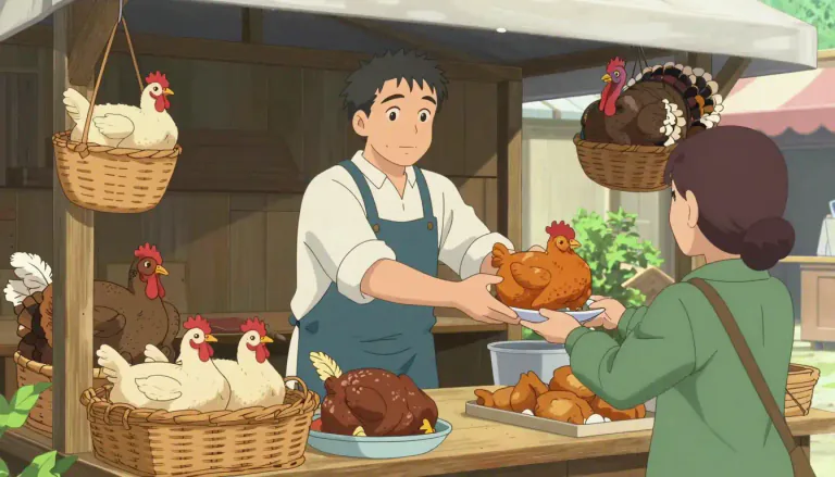 Visual representation of "poulterer" - A person who sells poultry, typically chickens or turkeys