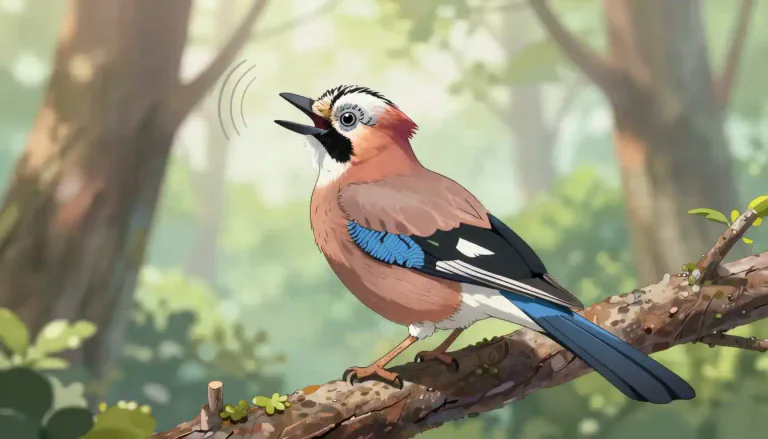 Visual representation of "jay" - A type of bird with colorful feathers and a loud voice.