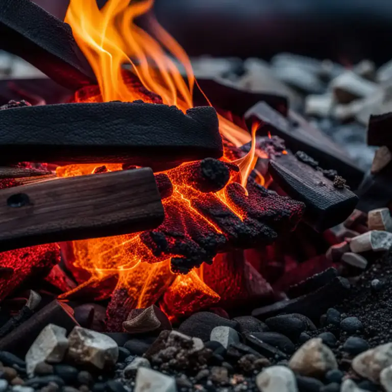 Visual representation of "coal" - A piece of glowing, burned, or heated wood or coal