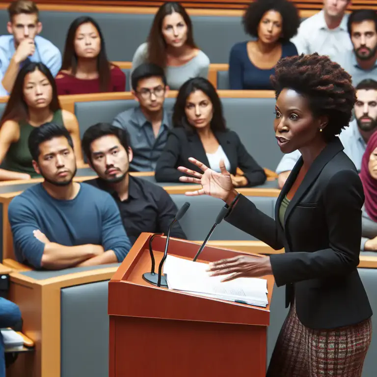 Visual representation of "professor" - Someone who states in a clear and definite way what they think or know about something